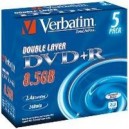 Support de stockage DVD+R Double couche Verbatim DVD+R Double Layer 8x Speed, Jewel Case, 8,5GB (43540)