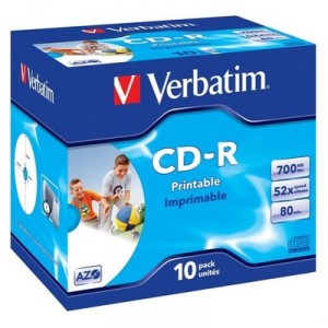 Storage Media Vision Street Wear 52x Verbatim CD-R 52x 80 min (10) Printable 10 Pack (43325)