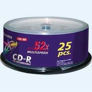 Support de stockage 52x FUJIFILM CD-R/W et DVD-R Lot de 25 (P10DCRCA14A)