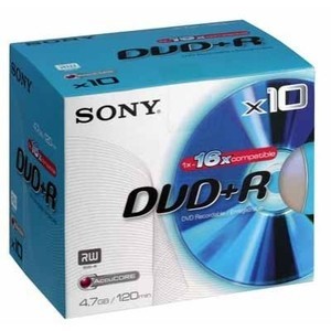 Support de stockage DVD+R 8x Sony (10DPR120A) Lot de 10