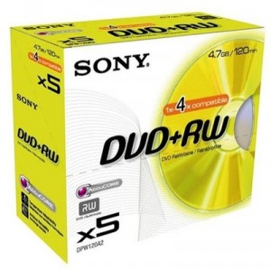 Support de stockage DVD+RW Sony (5DPW120A) Lot de 5