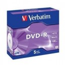 Support de stockage DVD+R 16x Verbatim (43497) Lot de 5