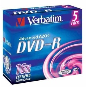 Storage Media Verbatim 16x DVD-R (43,519) (Pack of 5)