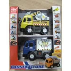 Dickie Toys Smoby - 3413005 - Véhicule Miniature - 2 Véhicules Constructions - Sons et Lumière - Orange / Rouge