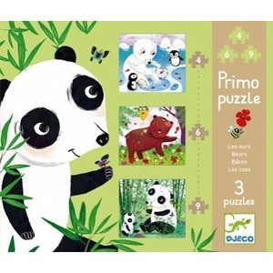 Djeco-puzzle Primo Ours En Carton - Boite De 3