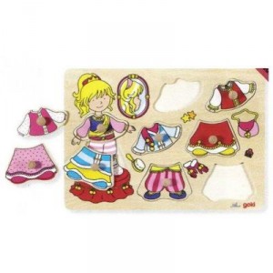 Goki - 57814 - Wooden Puzzle Princess Dress with Built-In - 8 pieces