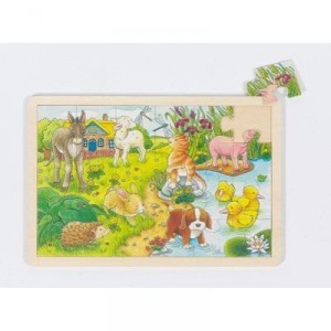 Gollnest Goki - 57890 - Puzzle Baby Animals Wooden - 24 Pieces
