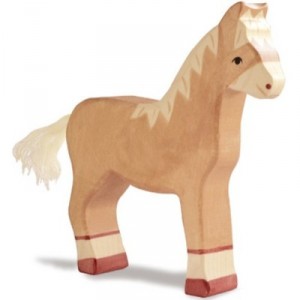 Holztiger Cheval, brun clair, debout,, en bois