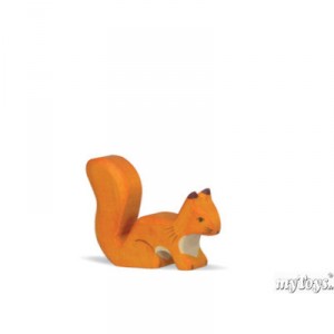 Holztiger Squirrel standing, orange, wood
