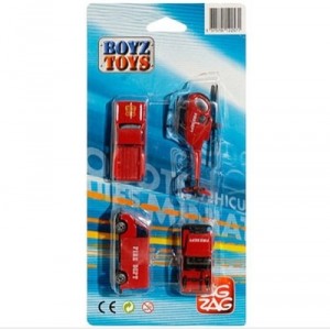 Cofalu - 514GU - Véhicule Miniature - 4 x Pompiers Métal (Kim Play)
