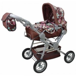 Knorr Kinderwagen and Spielwaren Knorrtoys.com - 10877 - Doll Twingo Landau S - Brown with floral print (Import Allem