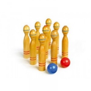Legler Bowling, a classic wooden toys! 9 pin height 17 cm and two balls.