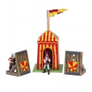 Papo - 39131 - Jouet en Bois - Tente Et Palissade Rouge