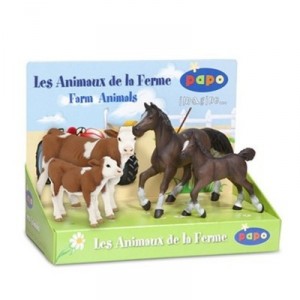 Papo - 80301 - Figurine - Animaux - Animaux de La Ferme 2 - Boîte Présentoir - Vache et Veau Simment...
