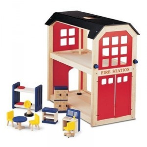 Pintoy - Jouet Bois - Caserne Pompiers Bois Accessoires (Pintoy)