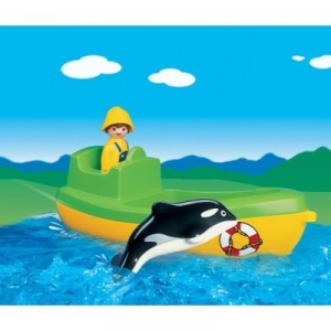Playmobil 6739 Pêcheur en bateau et dauphin 123