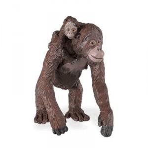 Safari Plastoy - 2935-29 - Figurine - Animal - Orang Outan Femelle Avec Bebe