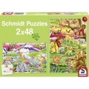 Schmidt Spiele Le monde animal en couleurs, 2x48 pièces