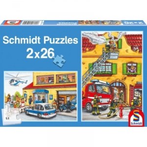 Schmidt Spiele Schmidt - 55050 - Child Puzzle - Fire Police - 2x26 pieces