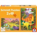 Schmidt Spiele Schmidt - 55052 - Puzzle enfant - Monde des dinosaures - 2x48 pièces