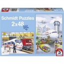 Schmidt Spiele Schmidt - 55086 - Puzzles - Aeroport Gare - 2 X 48 Pièces