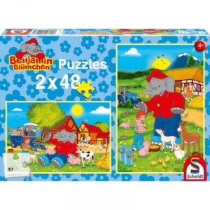 Schmidt Spiele Schmidt - 55108 - Puzzle - Enfant - A la Ferme - 2 x 48 Pièces