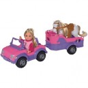 Simba Smoby - 5737460 - Mini-Poupée - Evi avec Jeep / Van / Cheval