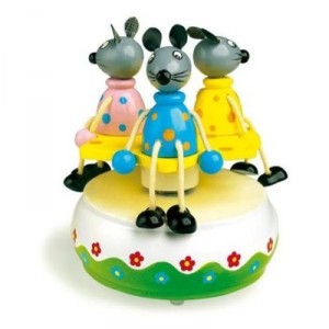 Small Foot Design Music Box "carousel mouse," three mice run in music for the delight of young and d. ..