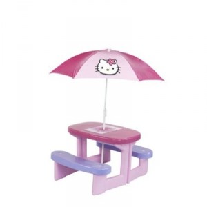 Smoby Interactive Smoby - 310164 - Jeu de Plein Air - Table Picnic Hello Kitty + Parasol