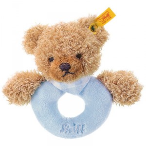 Steiff Anneau de préhension Ours dors bien, bleu, 12 cm