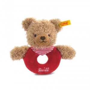 Ring handle sleep well Steiff Bear, Red, 12 cm