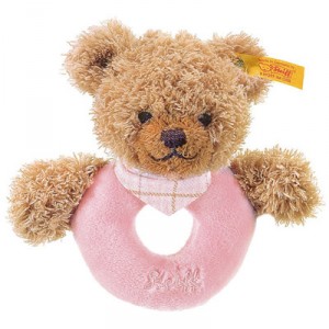 Steiff Bear ring handle sleep well, pink, 12 cm