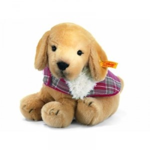 Steiff Golden Retriever puppy covering the Yellow Diamonds