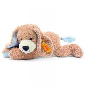 Steiff - 238048 - Chien en peluche "Bonne nuit" - 28 cm - beige / bleu - couché (Import Allemagne)