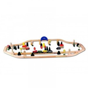 The Toy Company BEEBOO - train en bois - 77 pieces