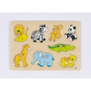 Toys Pure Goki - Puzzle Babies and Children - Puzzle Wood recesses of Zoo Animals