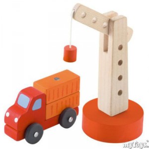 Trudi Sevi - 82126 - Wooden Toy - Crane with Truck