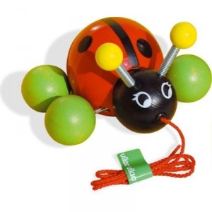 Vilac - 1823 - Wooden pull toys - Baby Lady Bug Ladybug