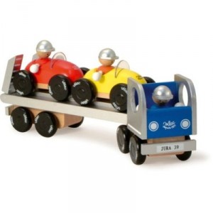 Vilac - 2324 - Wooden Vehicles - Semi-trailer + 2 cars