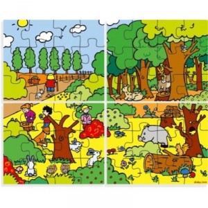 Vilac - 2489 - Jeux et Jouets en Bois - Puzzles la Forêt (4 x 12 pièces)