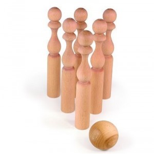 Vilac - 4048 - Wooden Toy - Natural Wood Bowling 6 in Fillet - 21 cm (Vilac)