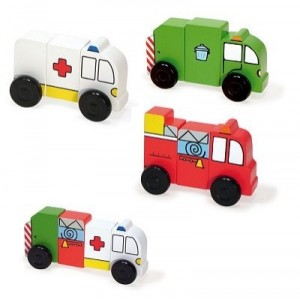 Vilac - 6170 - Jouets Bois - 3 Drôles Camions Aimantés