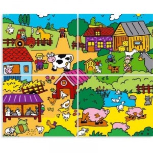 Vilac - Jouets bois - Puzzle " ferme" (4 x 12 pièces)