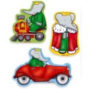 Vilac - Jouets en bois - 3 puzzles Babar boîte forme