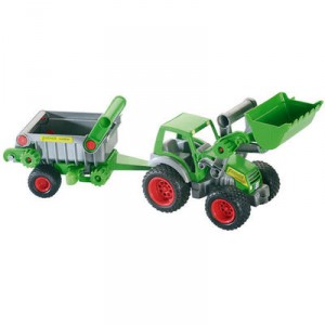 Wader Quality Toys Wader - 39172 - Farmer Technic - Backhoe Loader with Trailer Tipper (Germany Import)