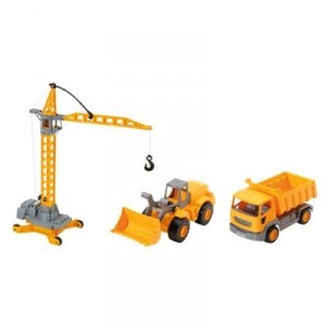 Wader Quality Toys WADER Set de 3 véhicules de construction, jaune/argent